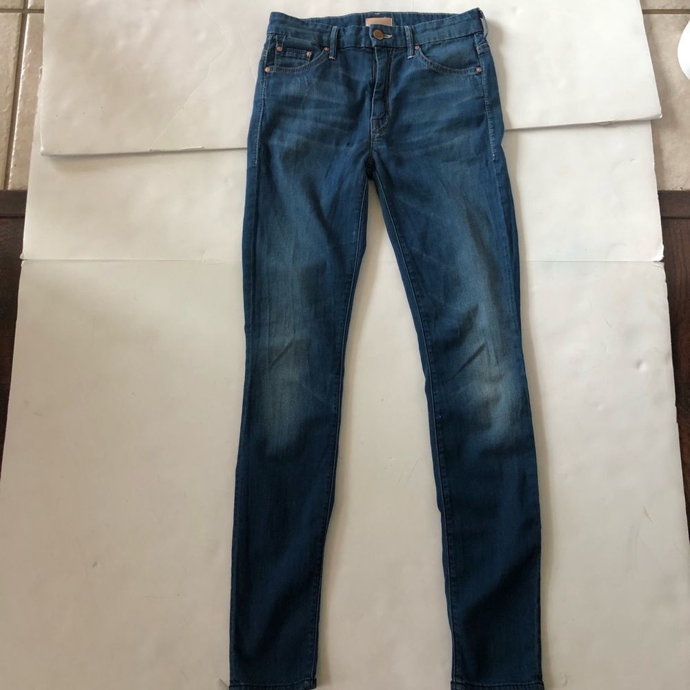 Mother The Super Swooner High Rise Skinny Stretch Blue Jeans size 26